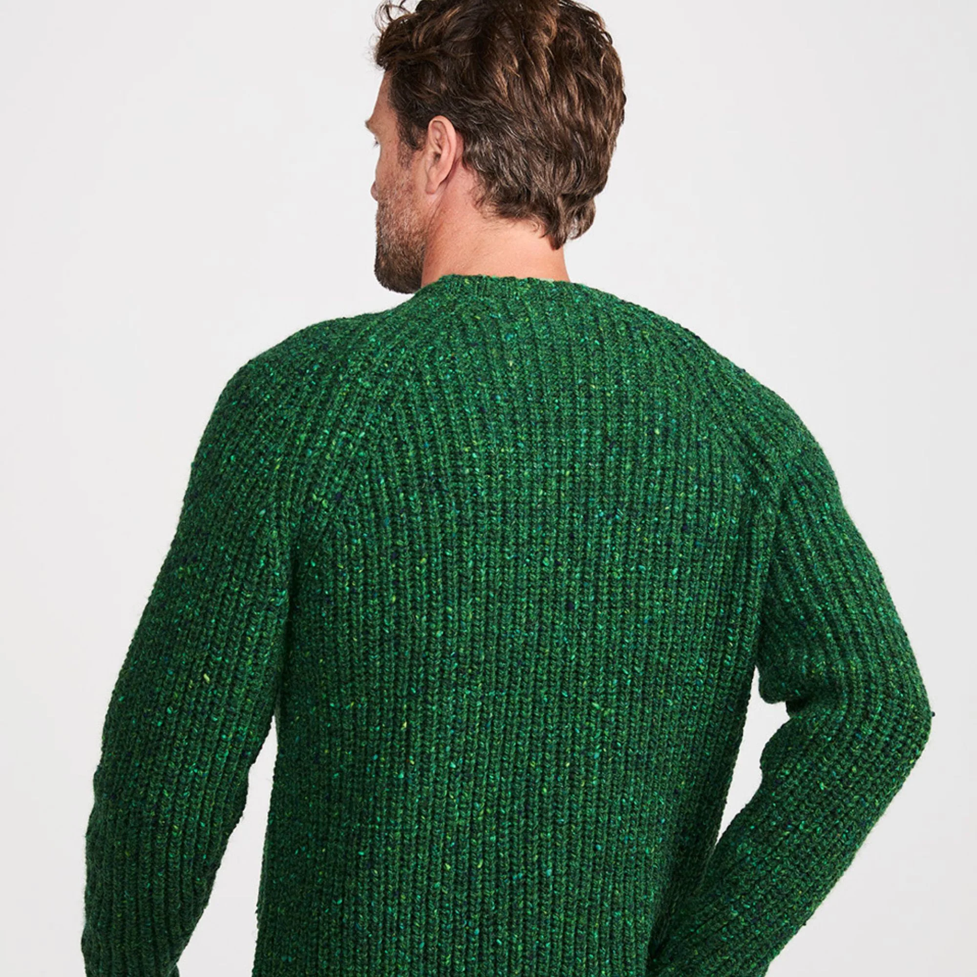 Green Nepped Crew Neck Wool Sweater - Image 4