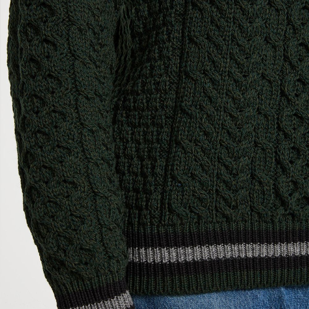 Green Striped Crew Neck Wool Sweater - Image 4