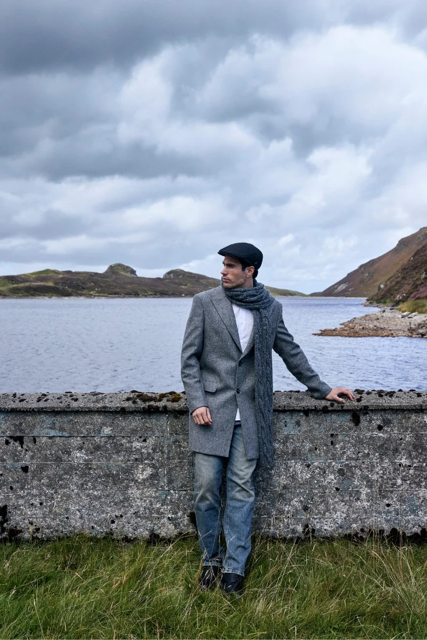 Grey Herringbone Andrew Irish Tweed Coat - Image 4