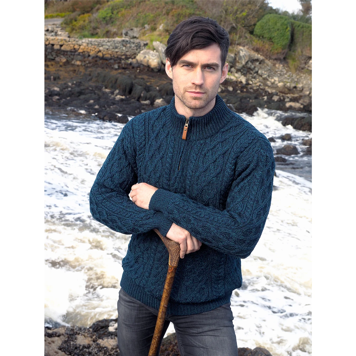 Blackwatch Half Zip Cable Sweater - Image 4