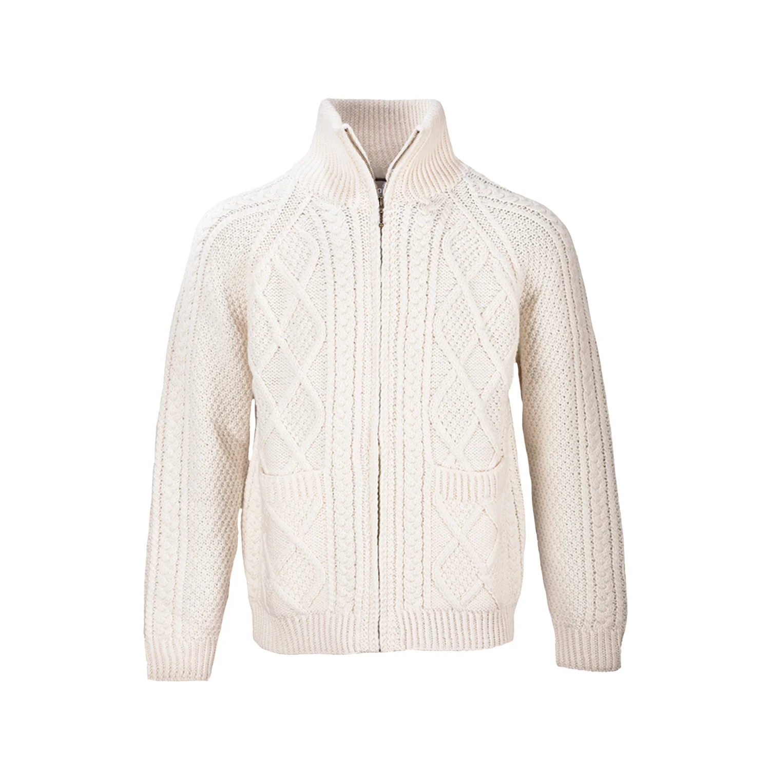 Natural Unisex Hand Knit Aran Cardigan - Image 3