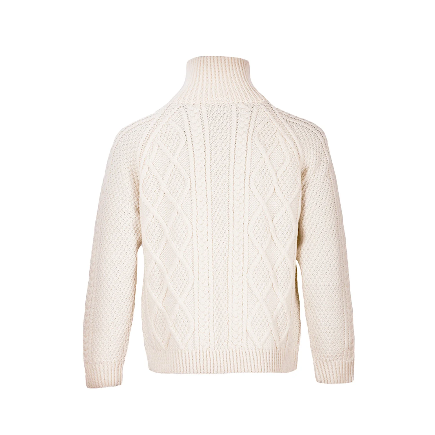Natural Unisex Hand Knit Aran Cardigan - Image 4