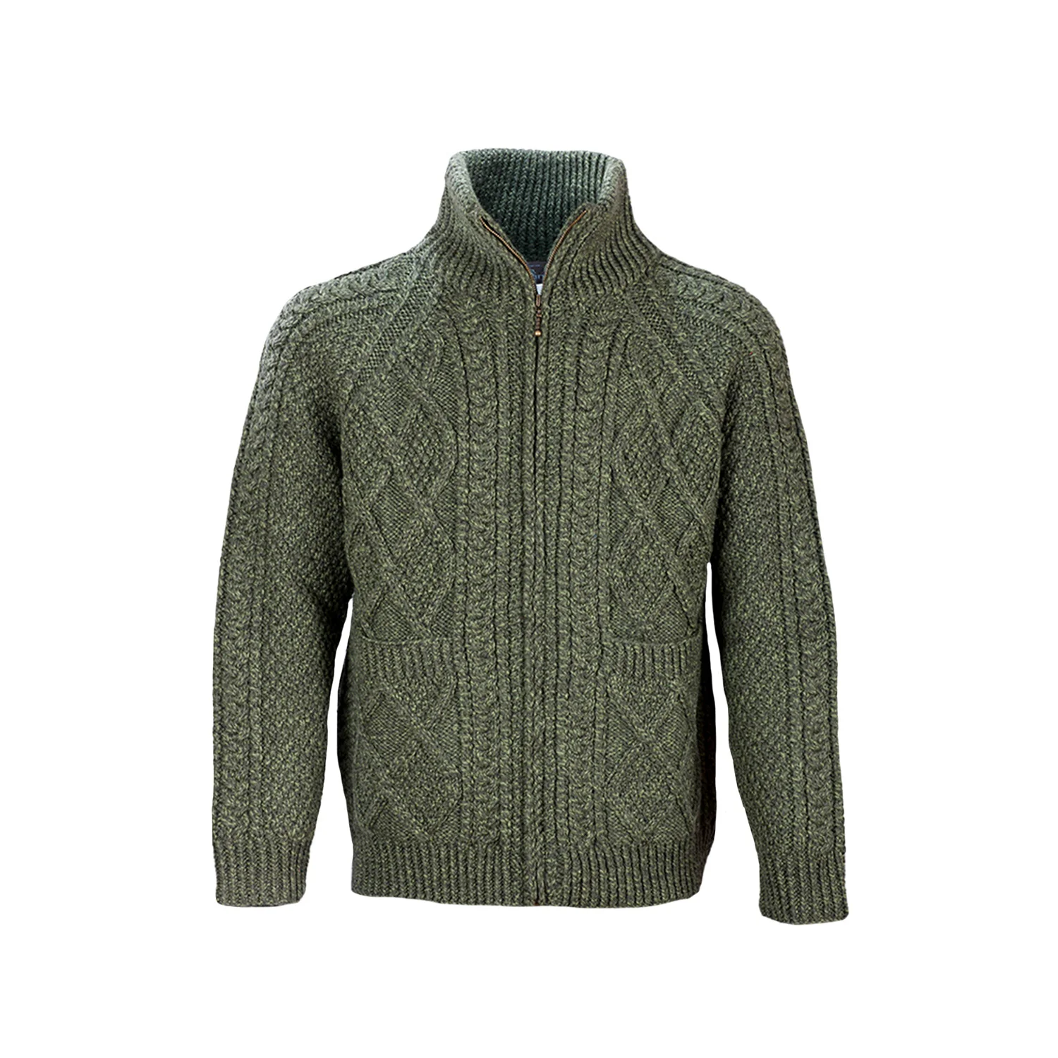 Green Unisex Hand Knit Aran Cardigan - Image 4