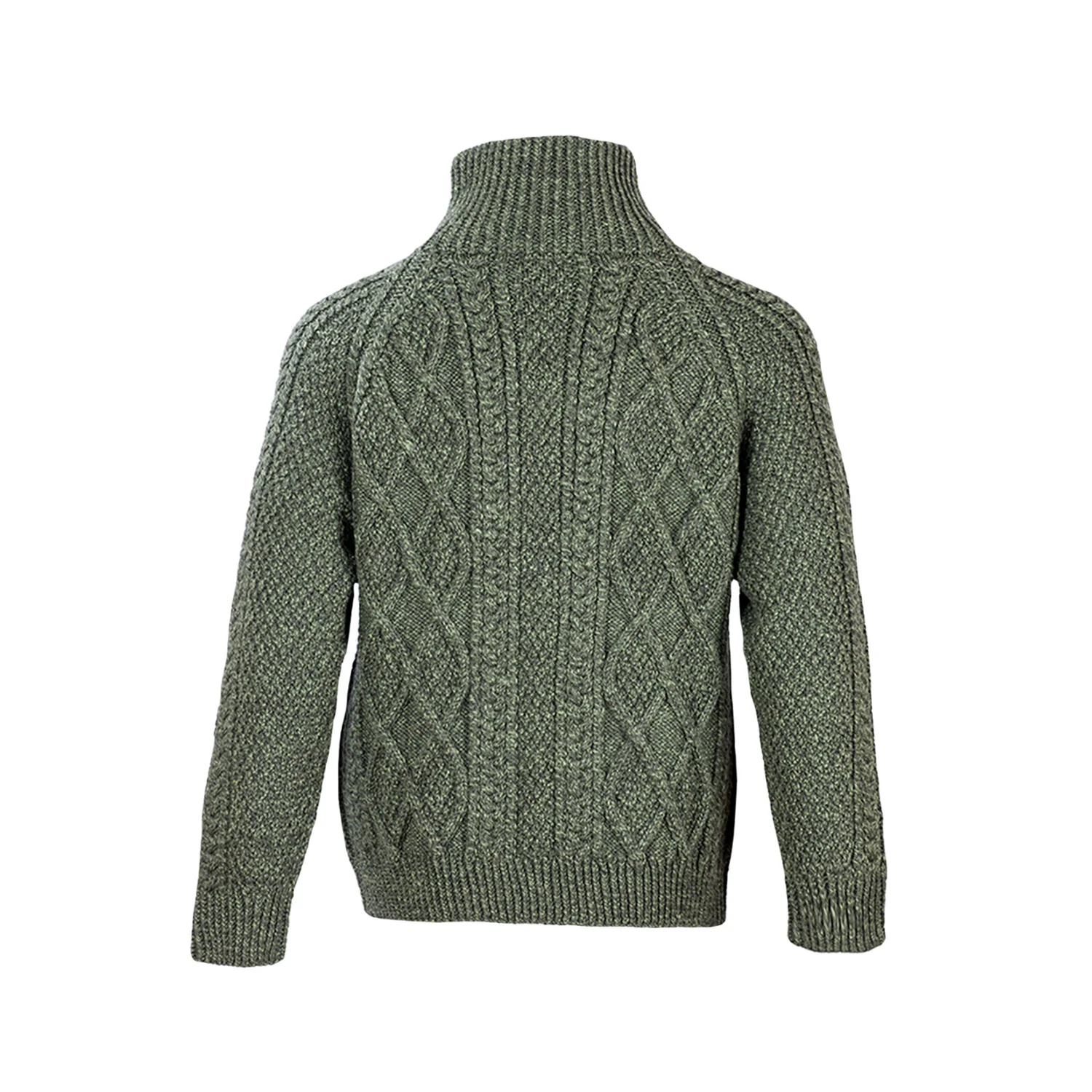 Green Unisex Hand Knit Aran Cardigan - Image 5