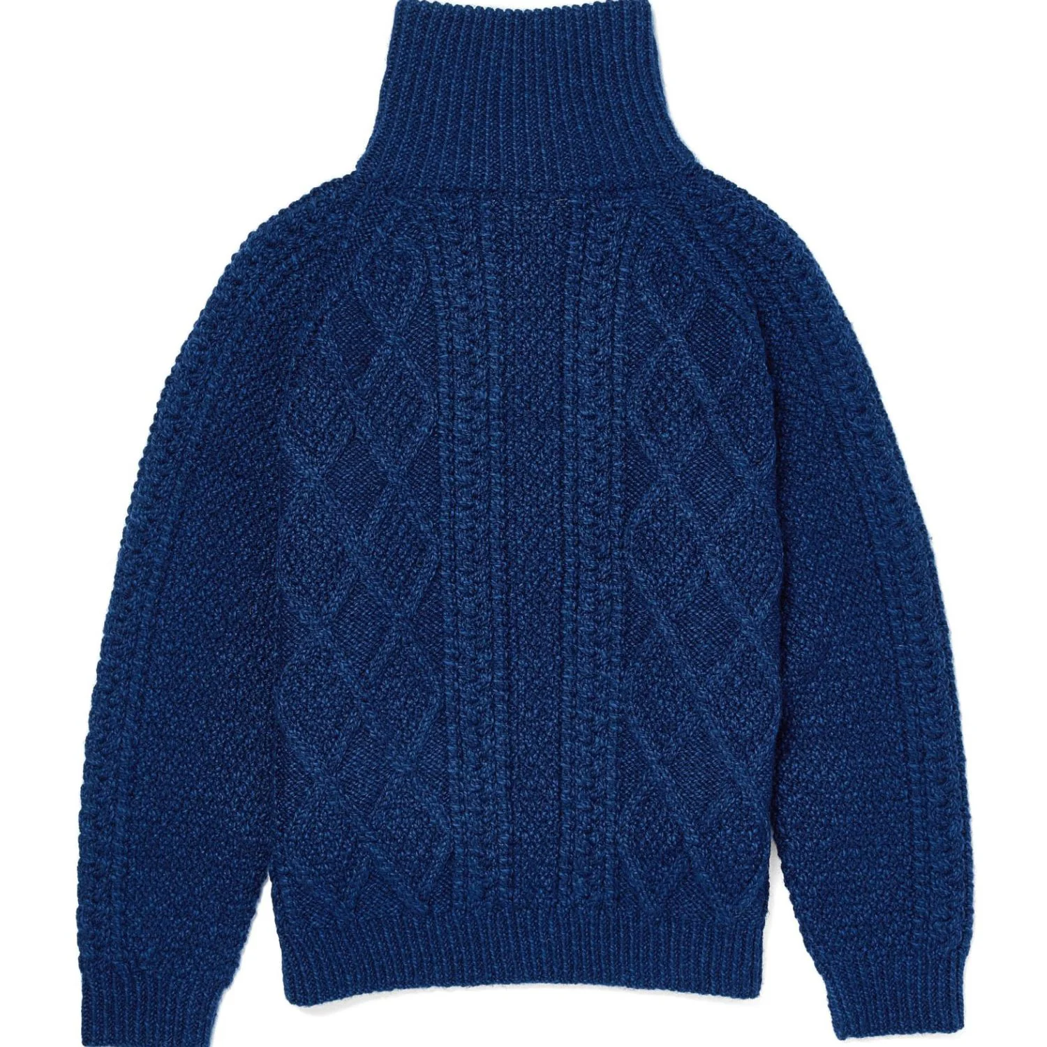 Navy Unisex Hand Knit Aran Zip Cardigan - Image 6