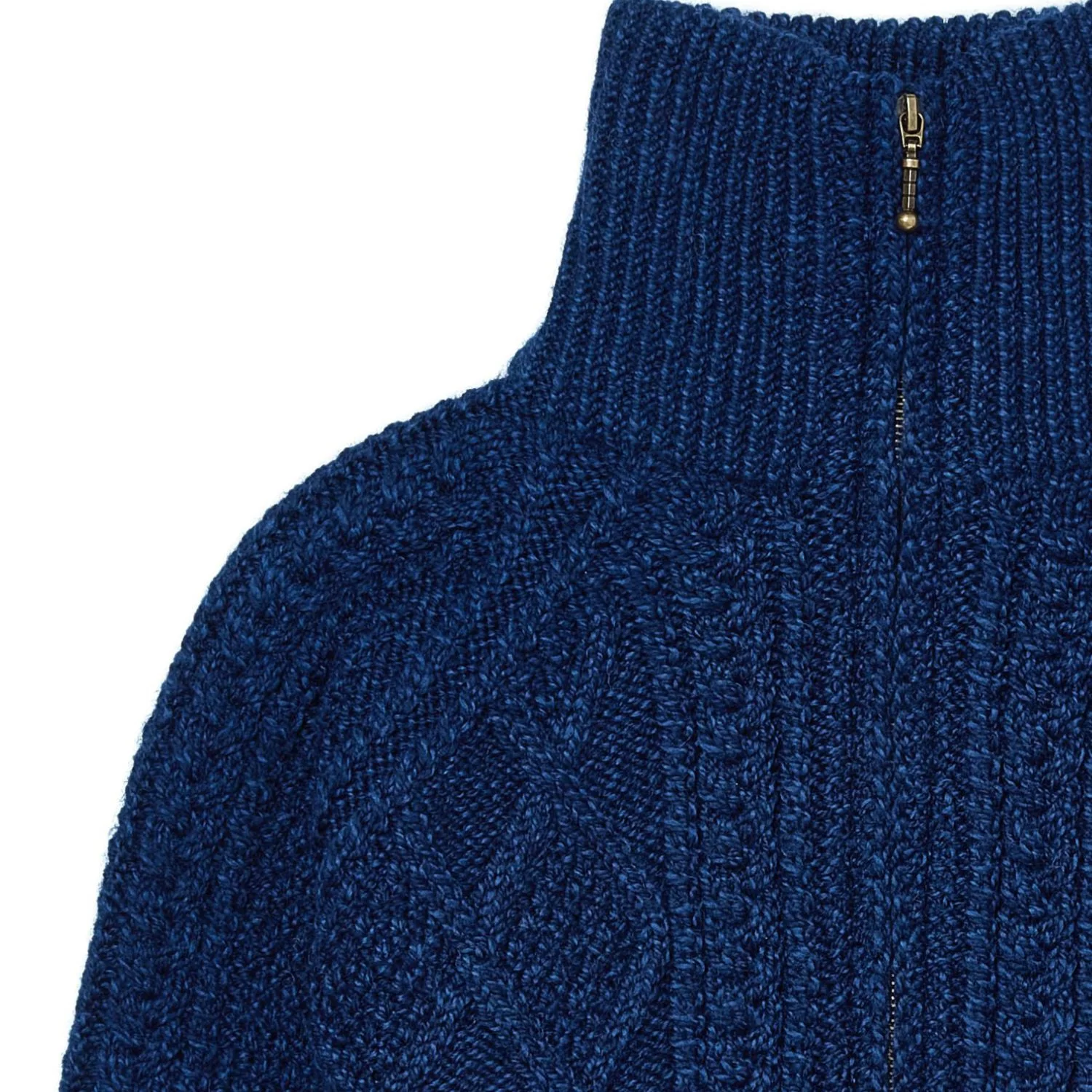Navy Unisex Hand Knit Aran Zip Cardigan - Image 7