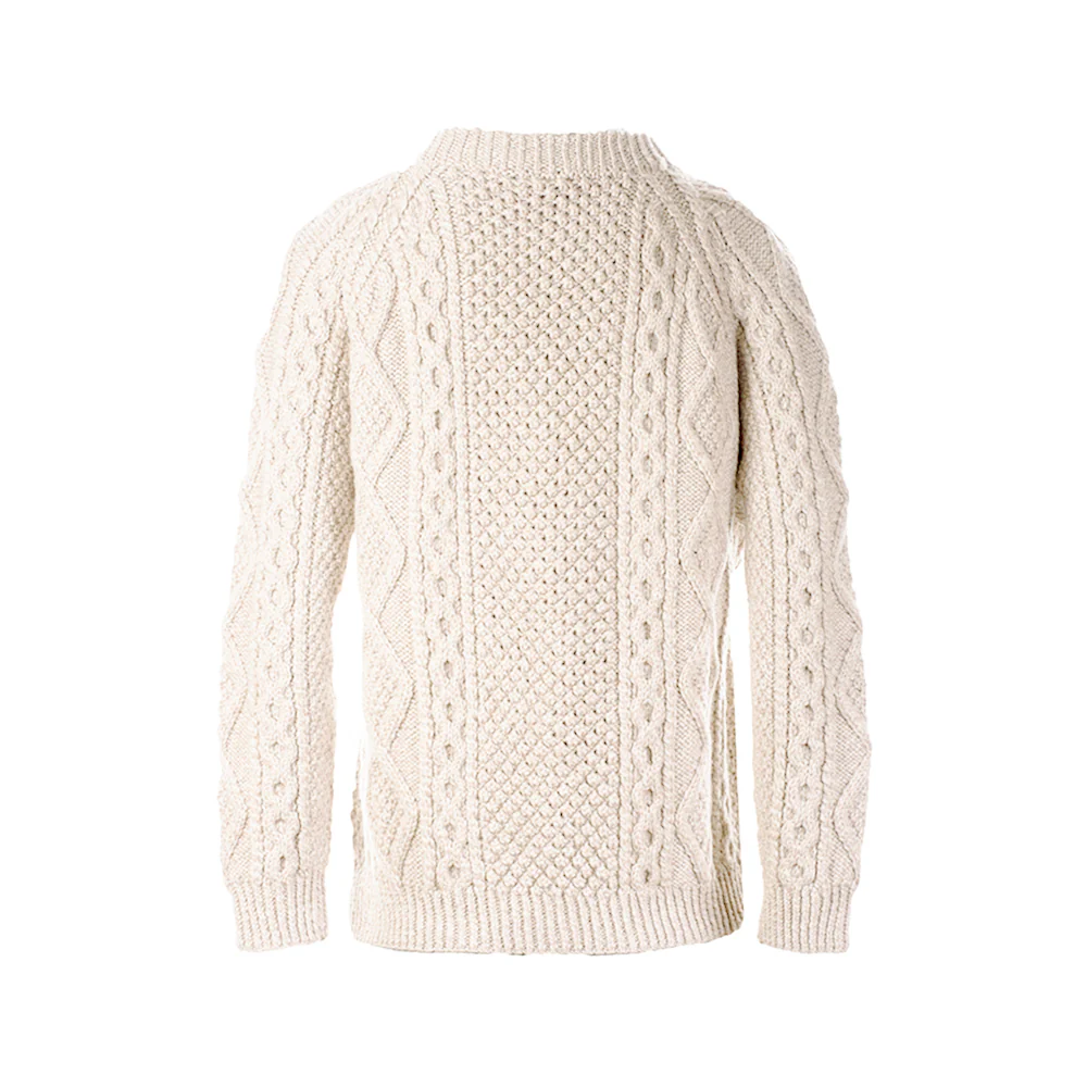 Oatmeal Unisex Hand Knit Button Aran Cardigan - Image 6