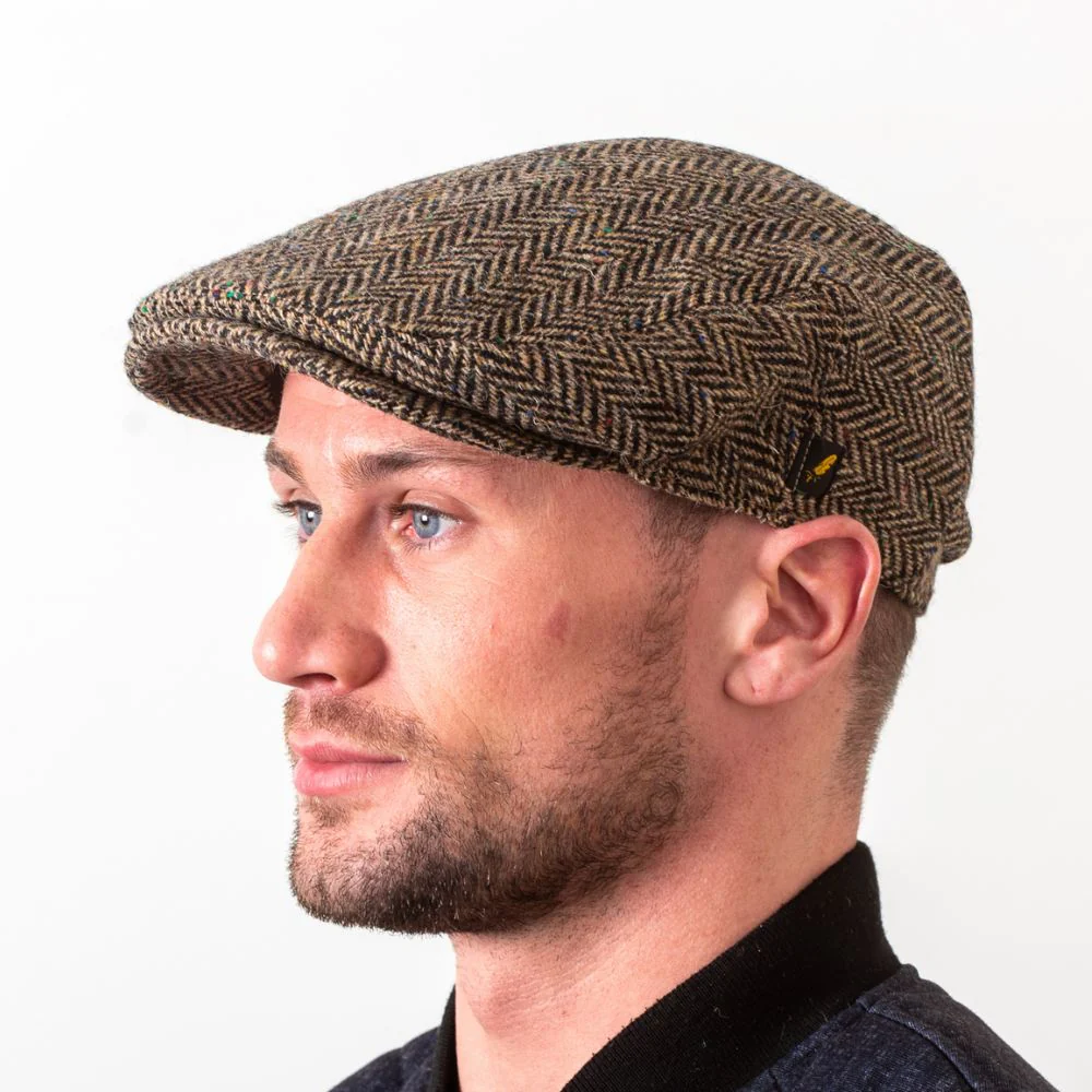 Tan Herringbone Dubliner Flat Cap - Image 3