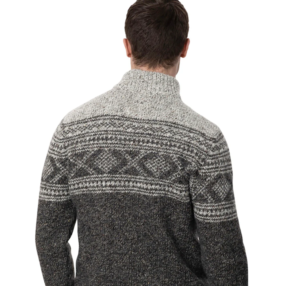 Jacquard Pattern Zip Neck Sweater - Image 7