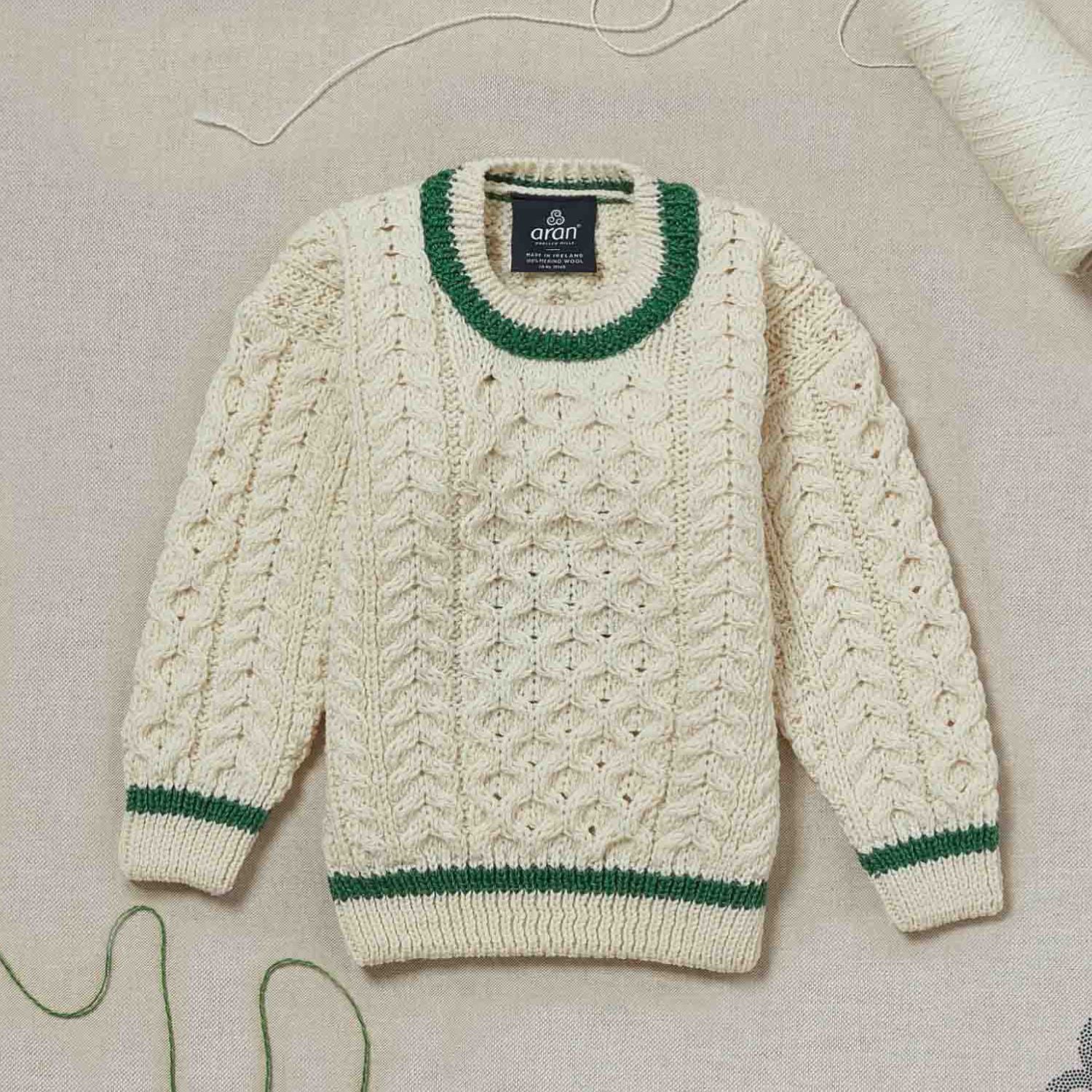Kids Natural Stripe Aran Sweater