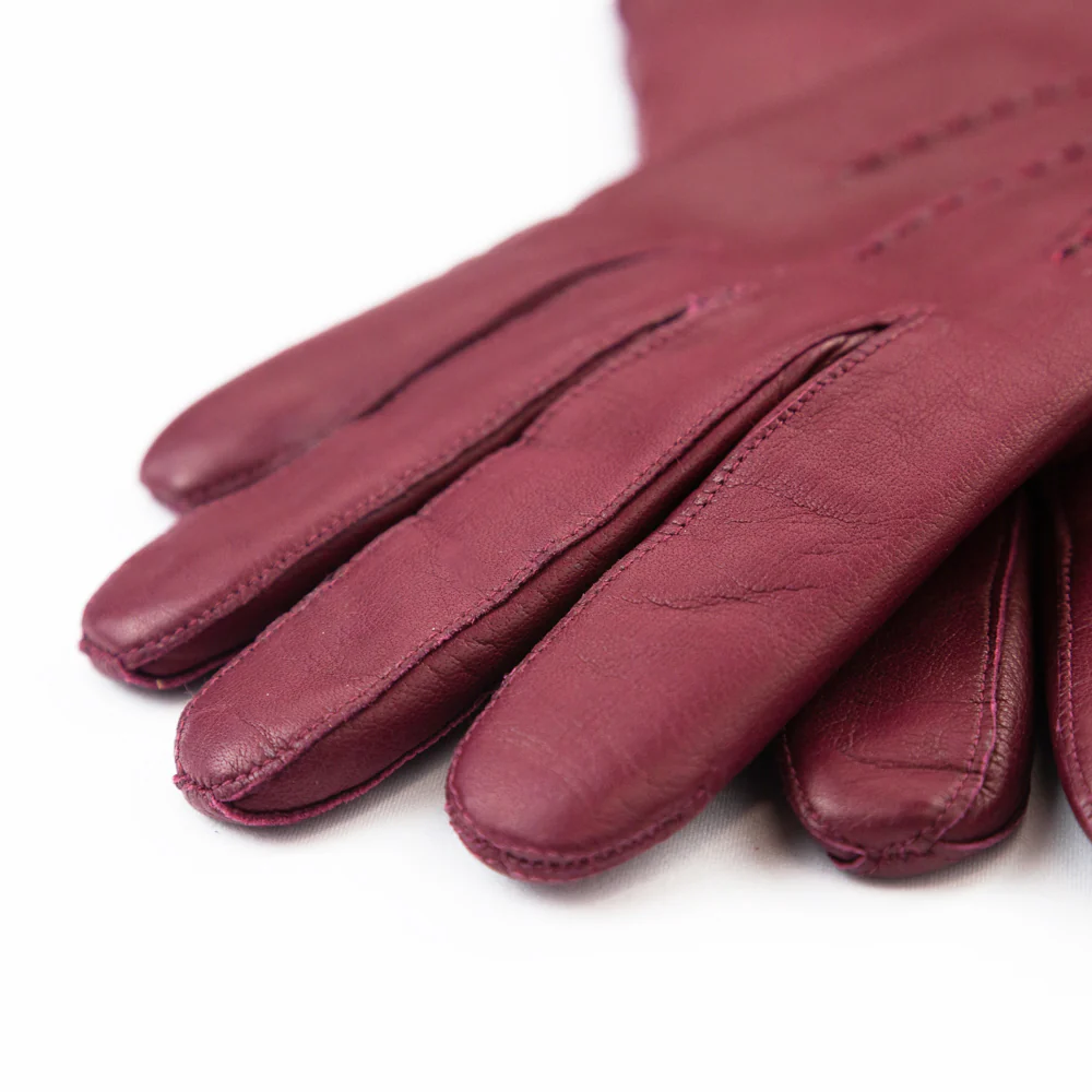 Luxury Dark Crimson Ladies Pique Gloves - Image 2