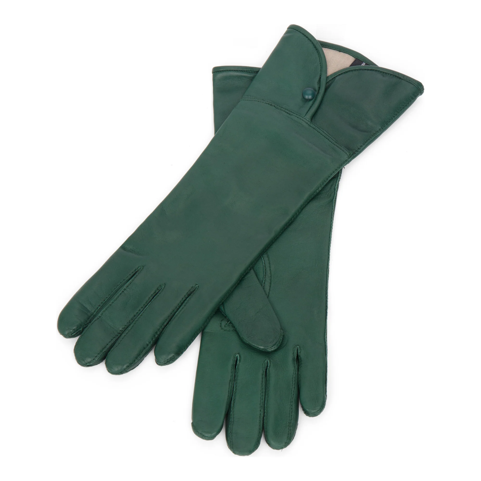 Luxury Forest Green Ladies Button Oval Cuff Gloves