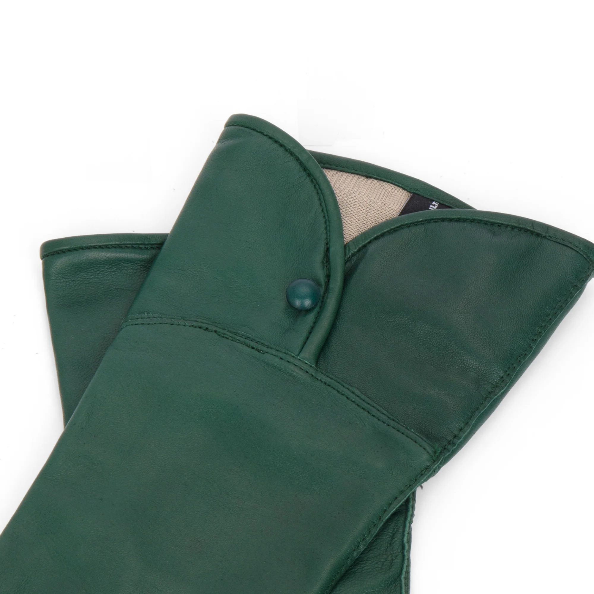 Luxury Forest Green Ladies Button Oval Cuff Gloves - Image 2