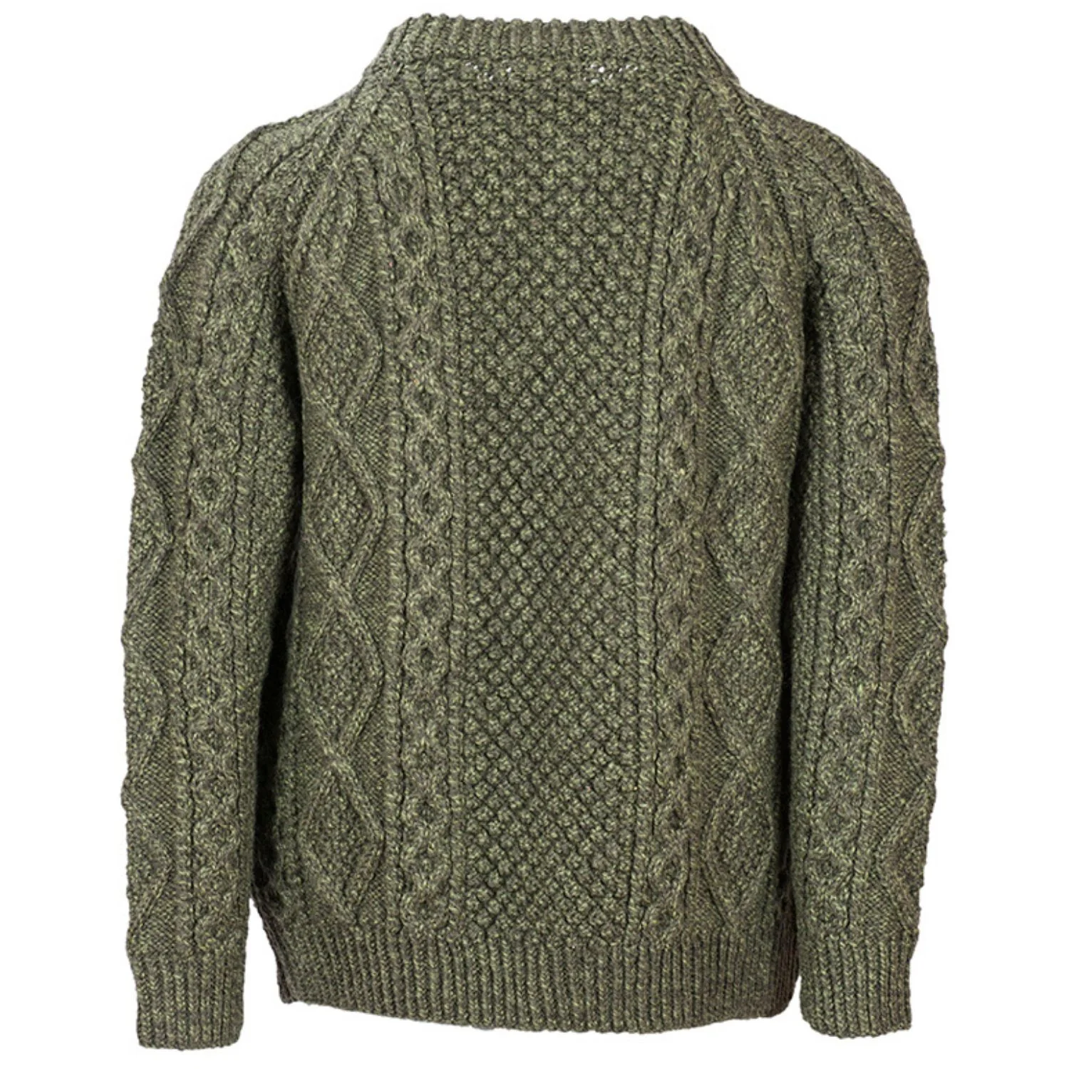 Moss Green Unisex Hand Knit Button Aran Cardigan - Image 6