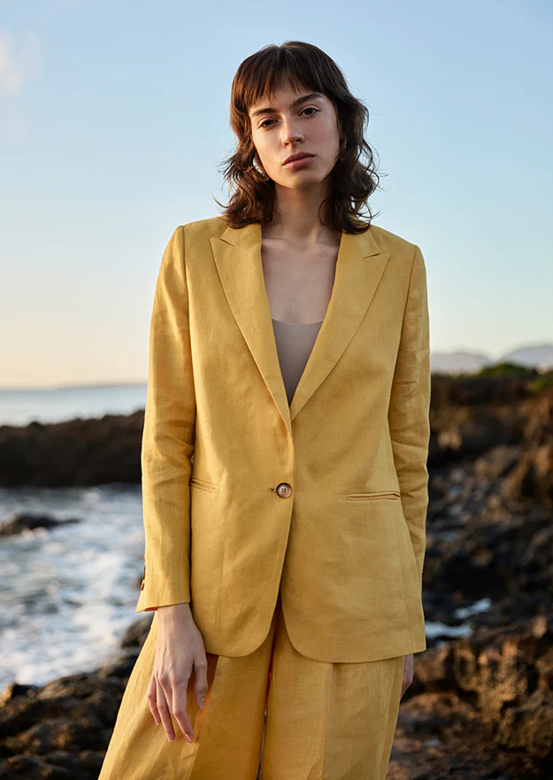 Mustard Cara Irish Linen Blazer - Image 3