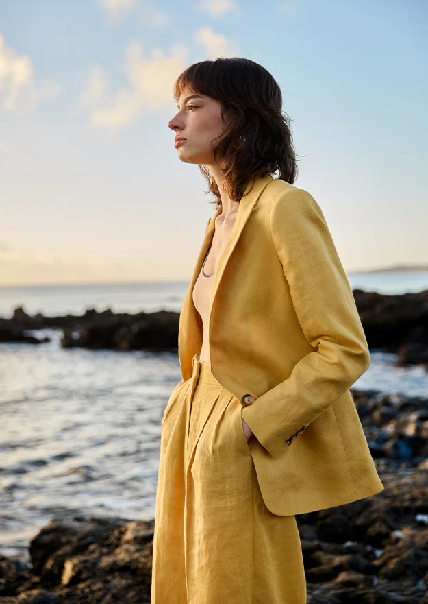 Mustard Cara Irish Linen Blazer - Image 4