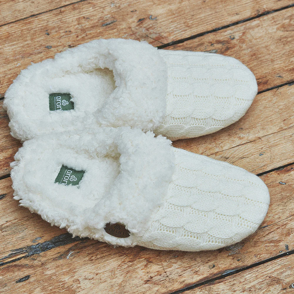 Natural Aran Wool Slippers