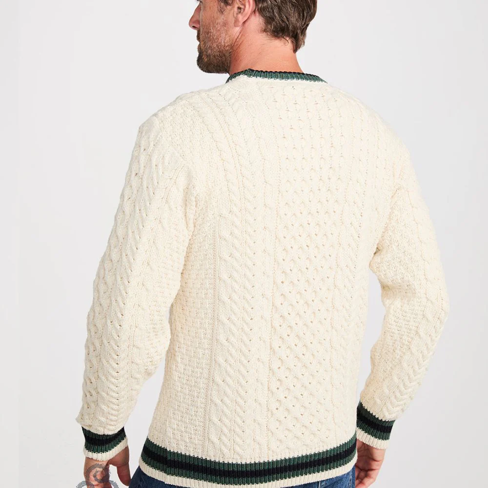 Natural Striped Crew Neck Wool Sweater - Image 4