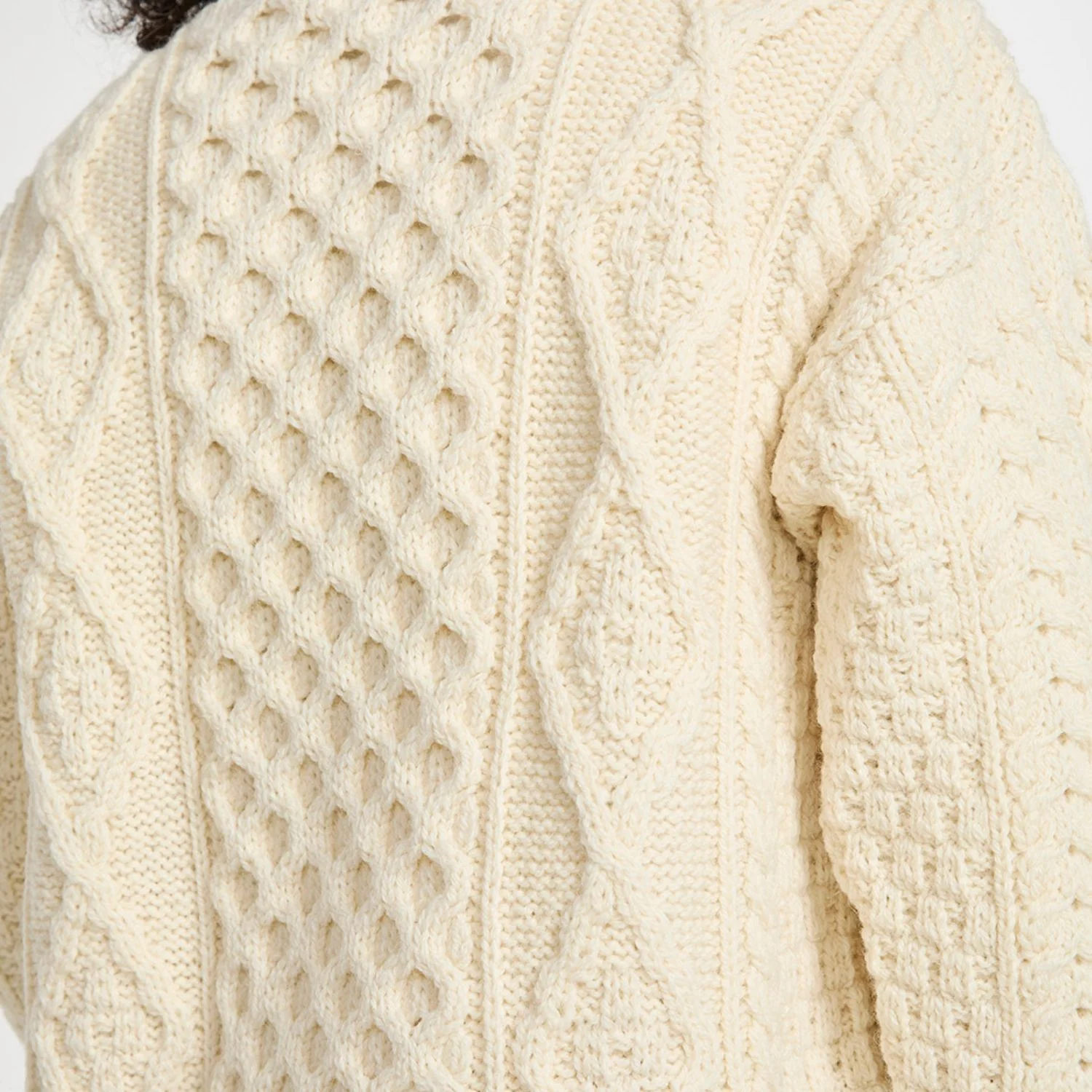 Natural Unisex Classic Crew Neck Aran Sweater - Image 4