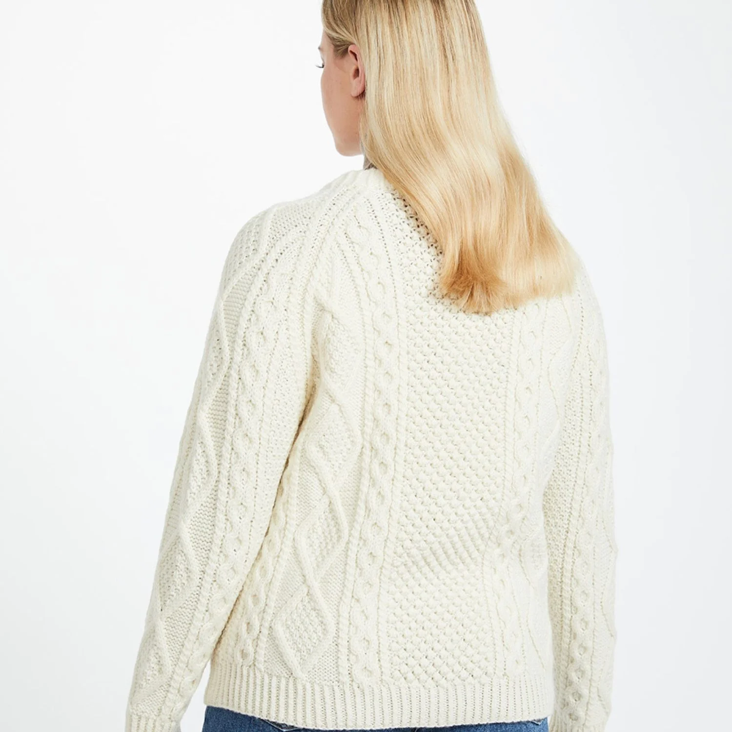 Natural Unisex Hand Knit Button Aran Cardigan - Image 2