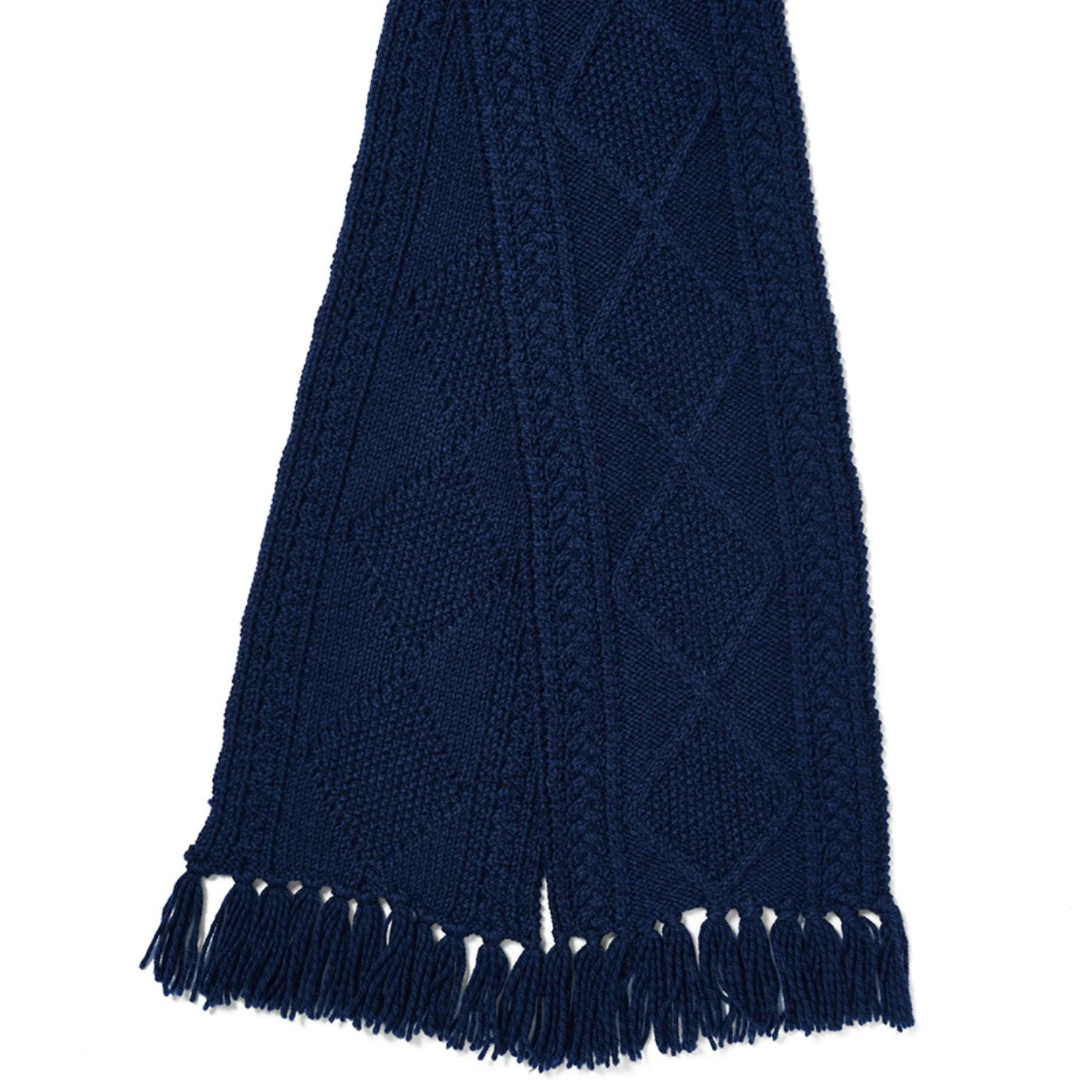 Navy Hand Knit Aran Scarf - Image 4