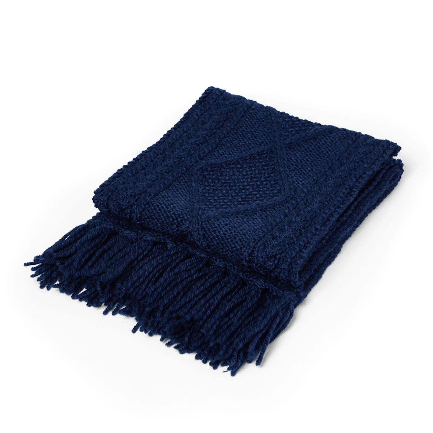 Navy Hand Knit Aran Scarf - Image 5