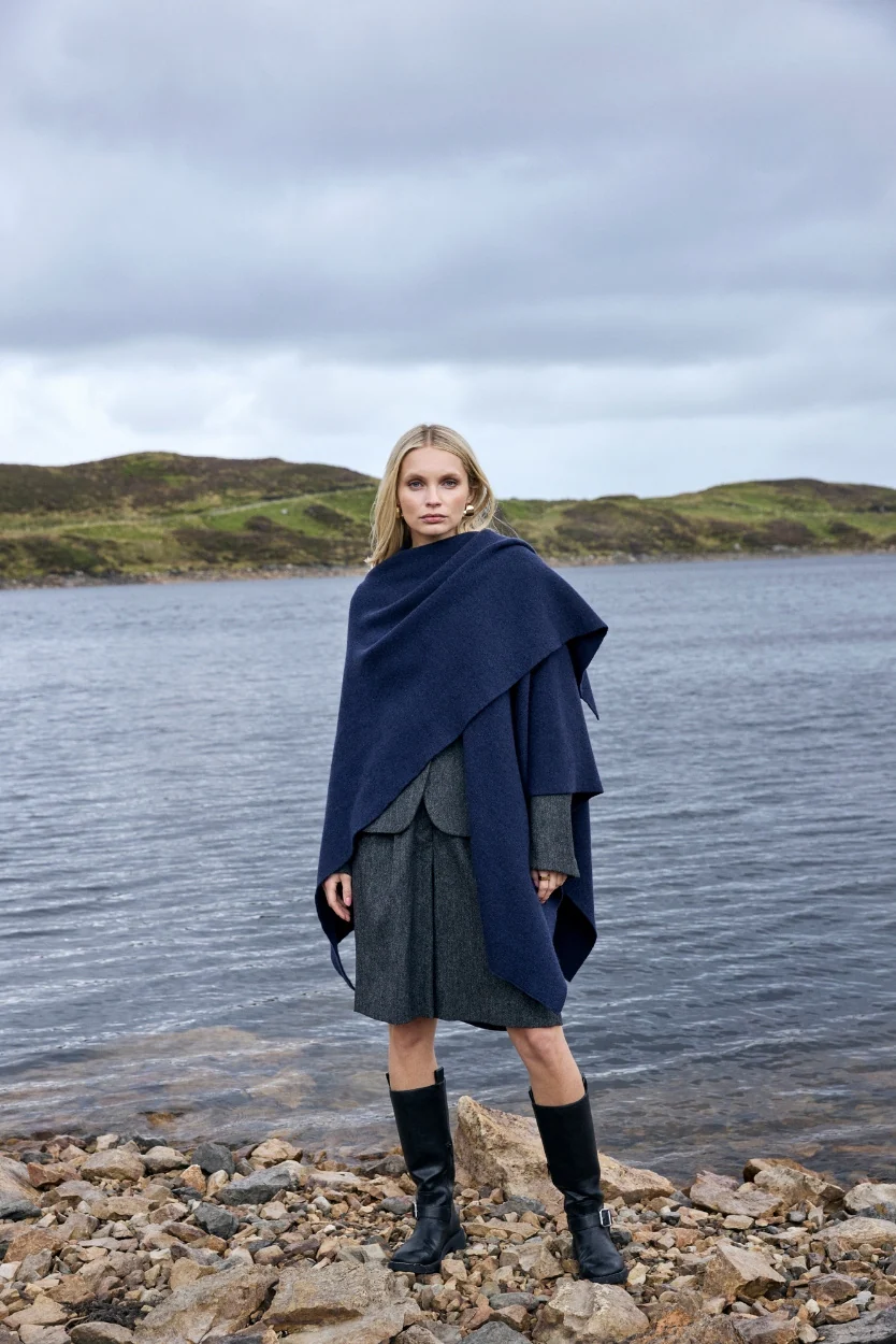 Navy Isla Knit Cape