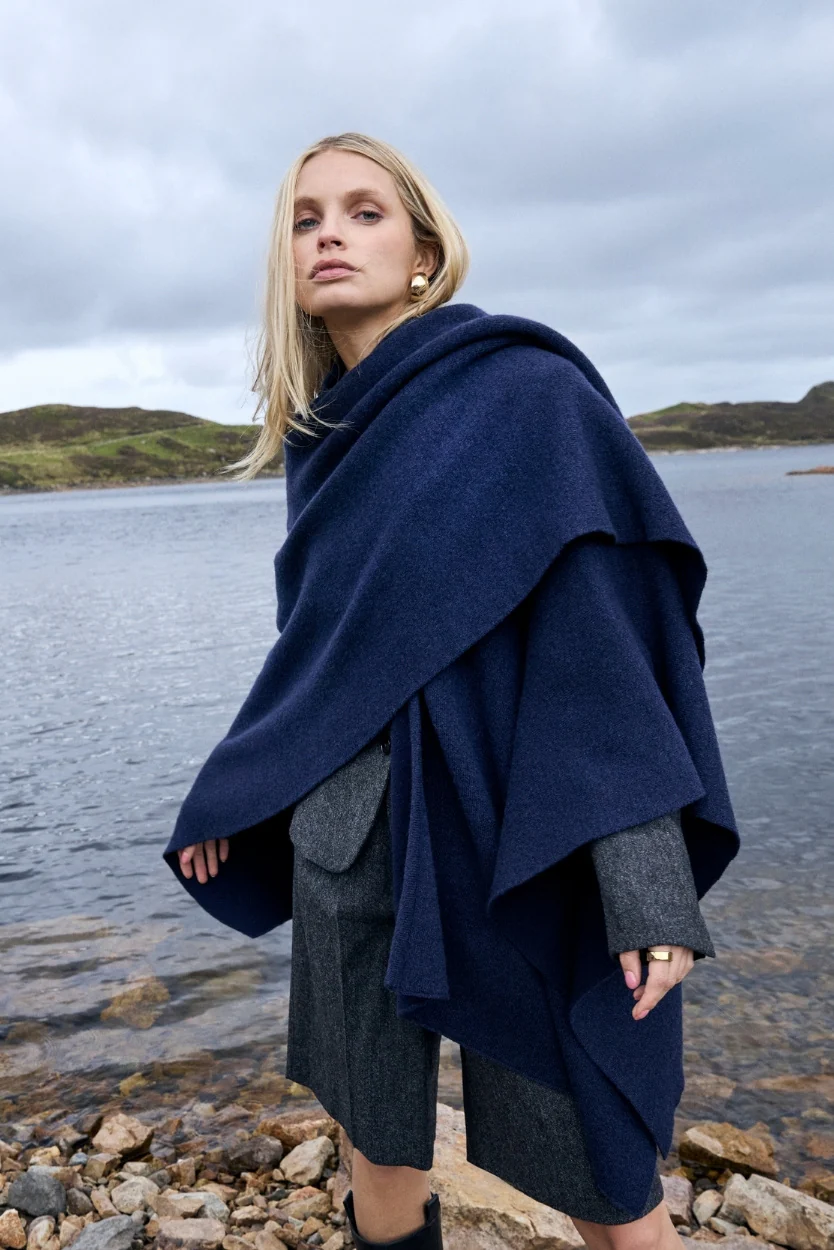 Navy Isla Knit Cape - Image 2