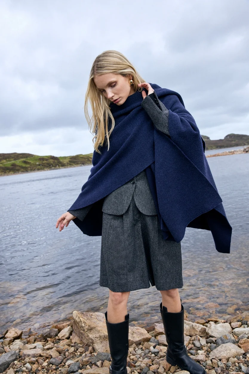 Navy Isla Knit Cape - Image 3