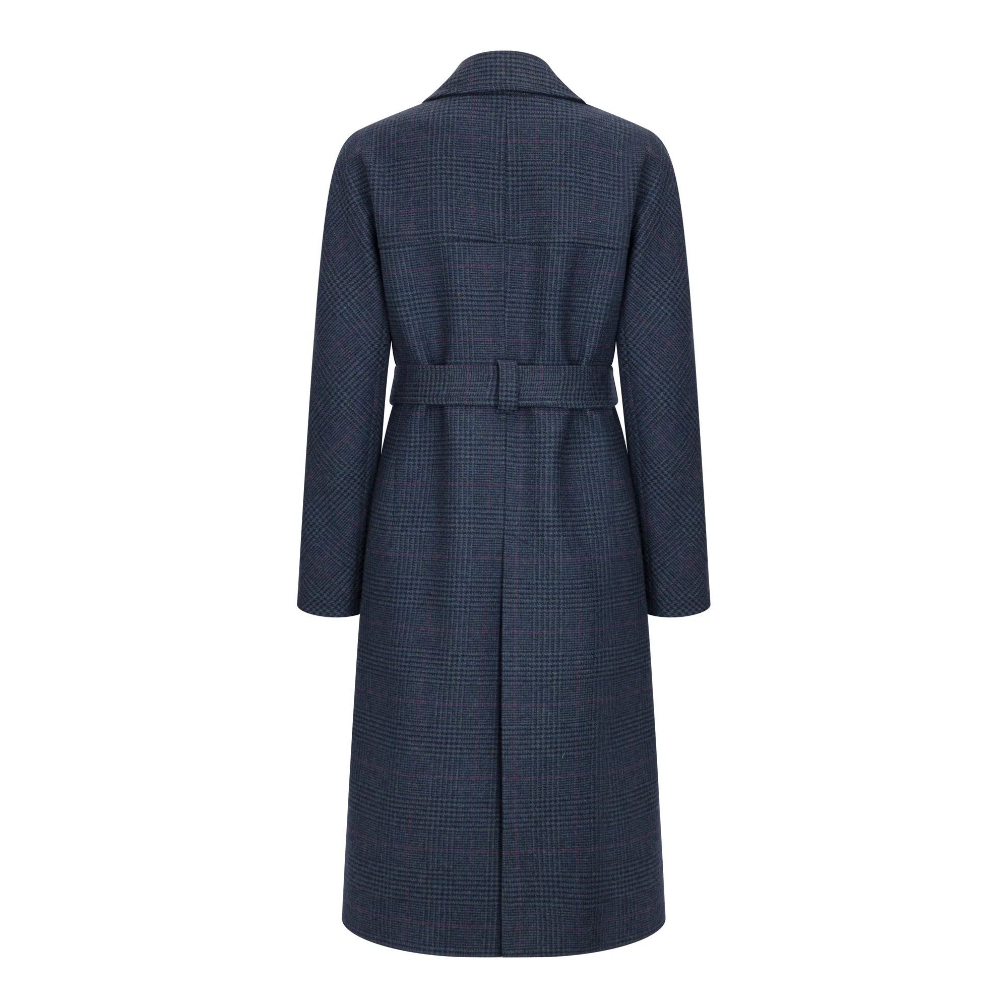 Navy Prince of Wales Check Faye Double Breasted Mac Coat - Image 3