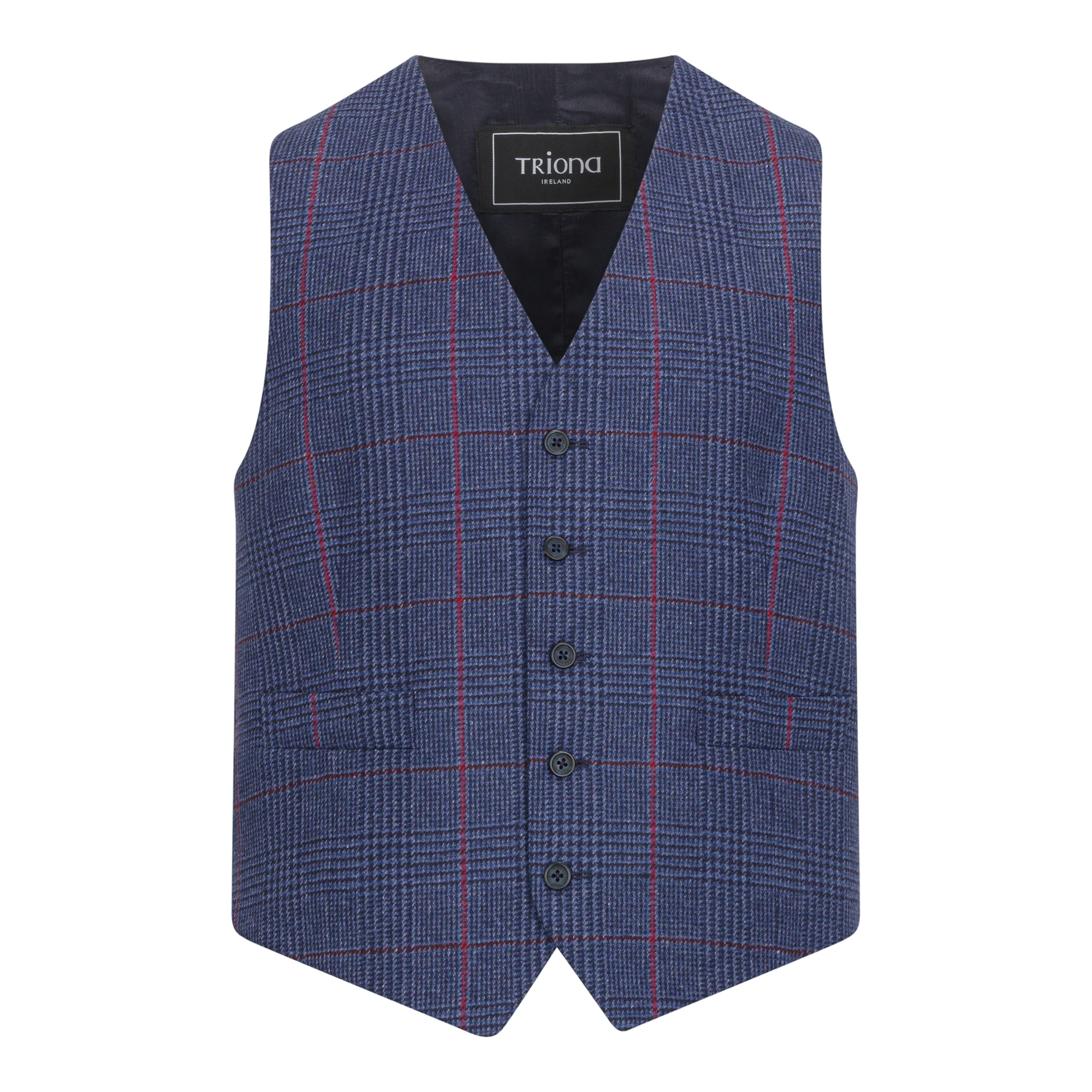 Navy & Red Prince of Wales Michael Tweed Waistcoat