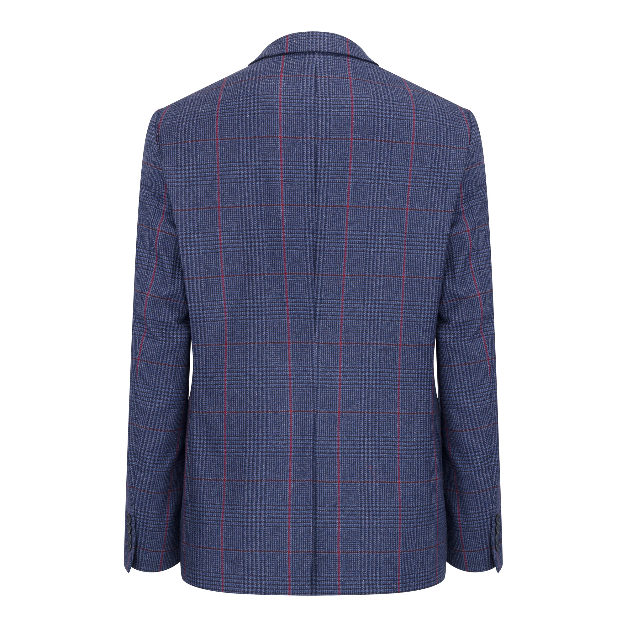 Navy & Red Prince of Wales Oisin Slim Tweed Jacket - Image 2