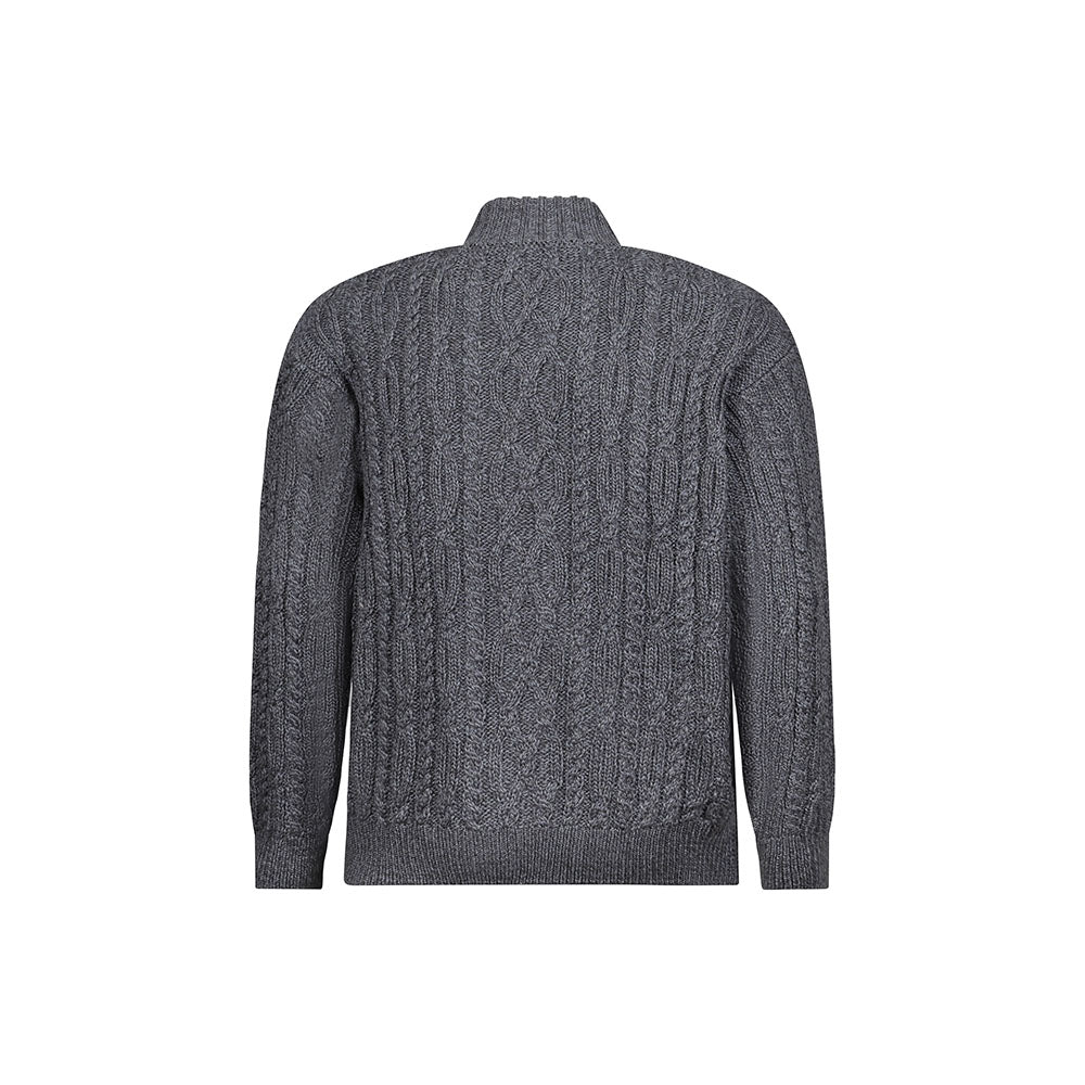 Niall Steel Grey Half Zip Cable Sweater - Image 5