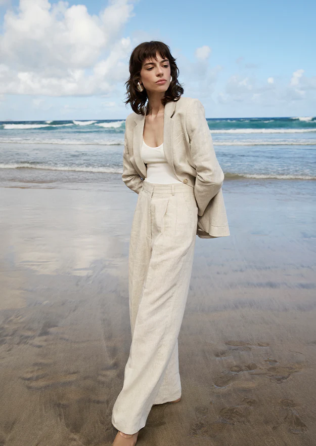 Oatmeal Una Patch Pocket Irish Linen Jacket - Image 3