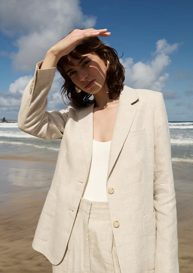 Oatmeal Una Patch Pocket Irish Linen Jacket