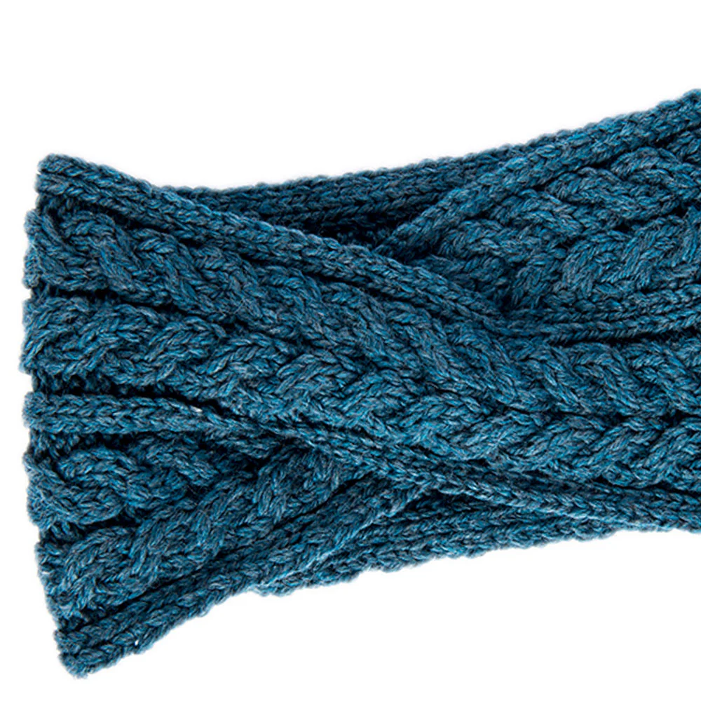 Petrol Aran Twisted Knitted Headband - Image 2