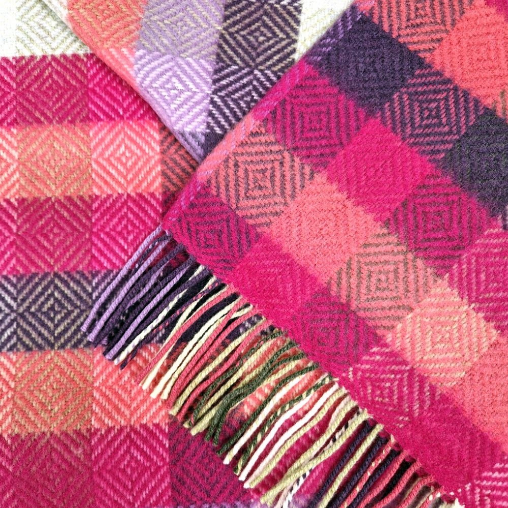 Pink & Purple Square Merino & Cashmere Blanket - Image 3