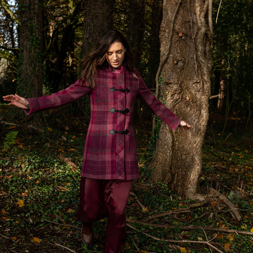 Raspberry Check Marie Duffle Coat - Image 5