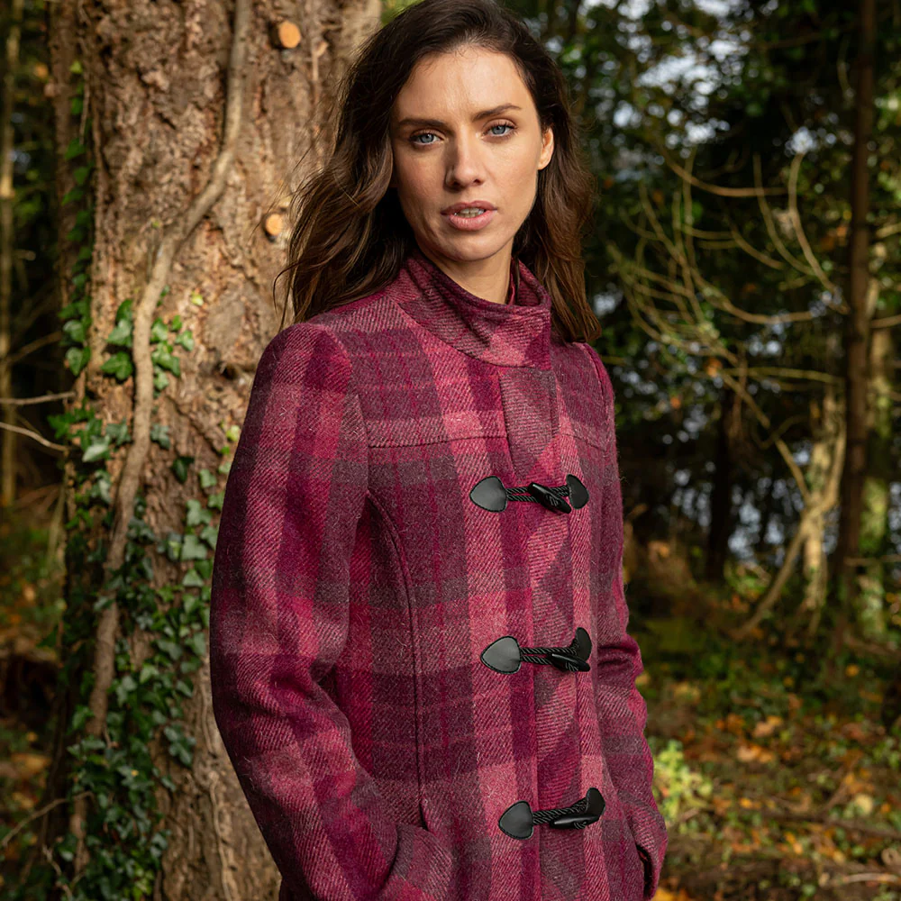 Raspberry Check Marie Duffle Coat - Image 6