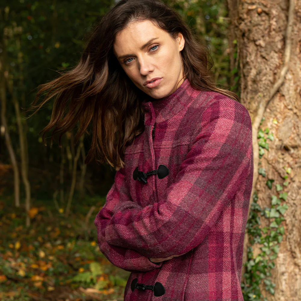 Raspberry Check Marie Duffle Coat - Image 8