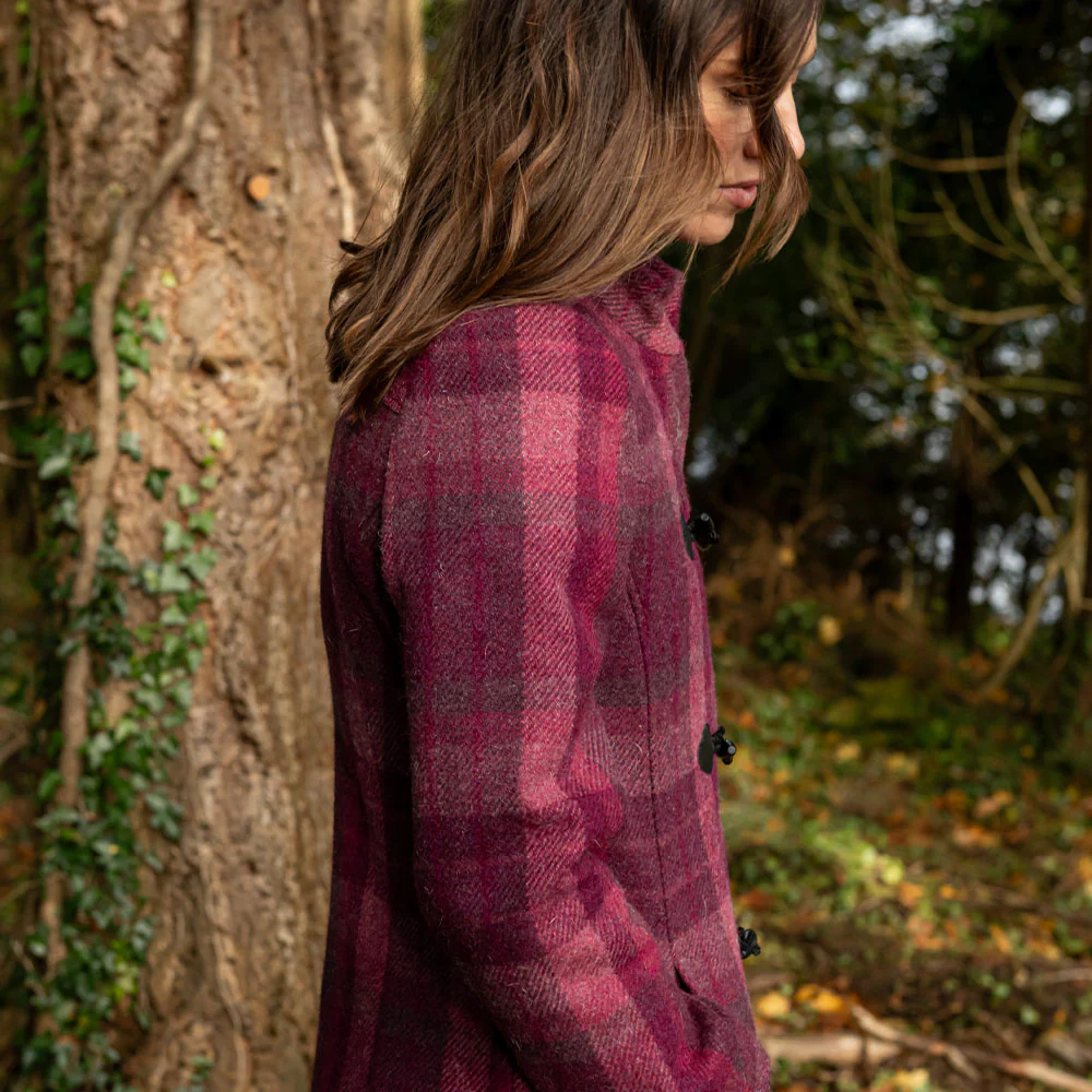 Raspberry Check Marie Duffle Coat - Image 9