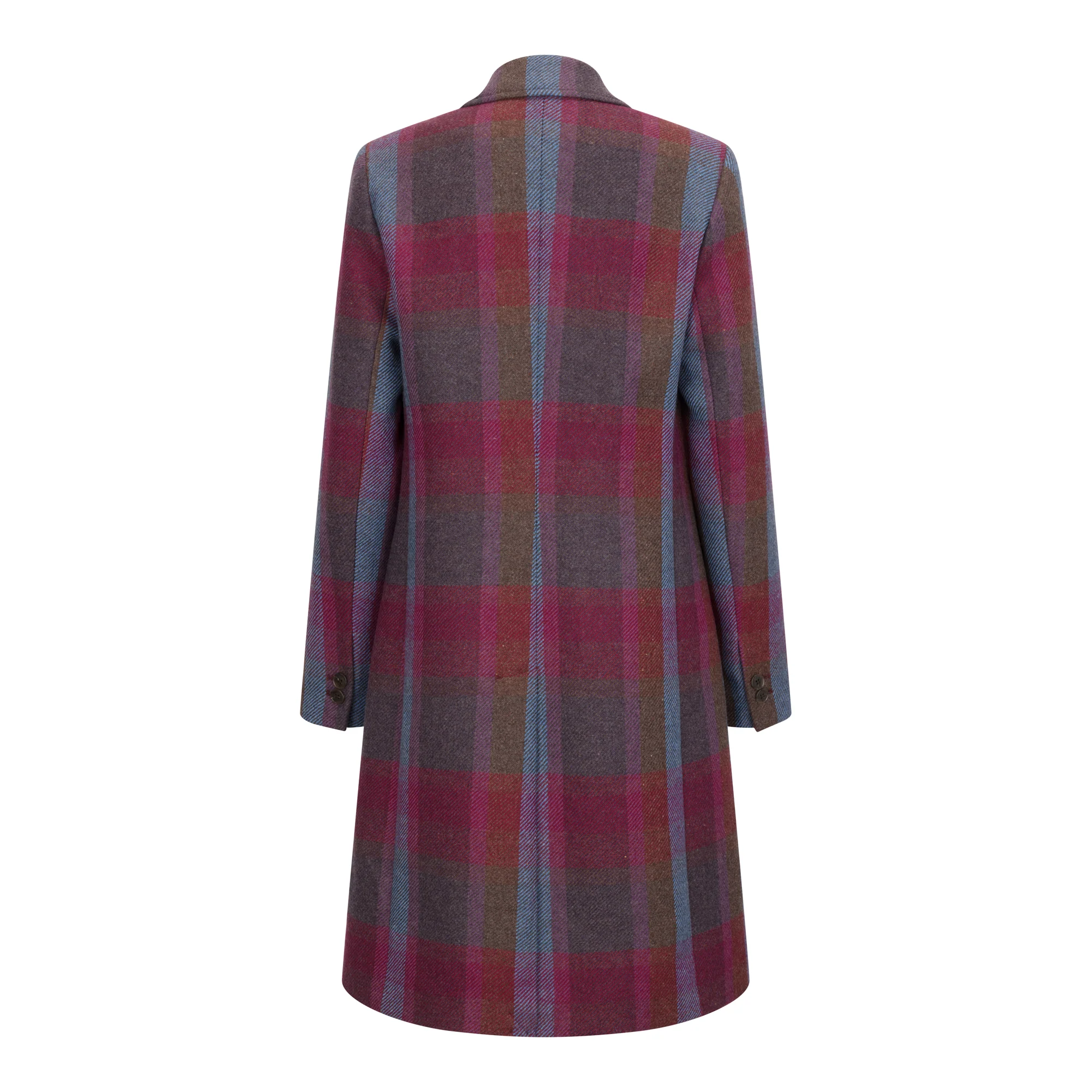Raspberry Check Shannon Tweed Knee Coat - Image 3