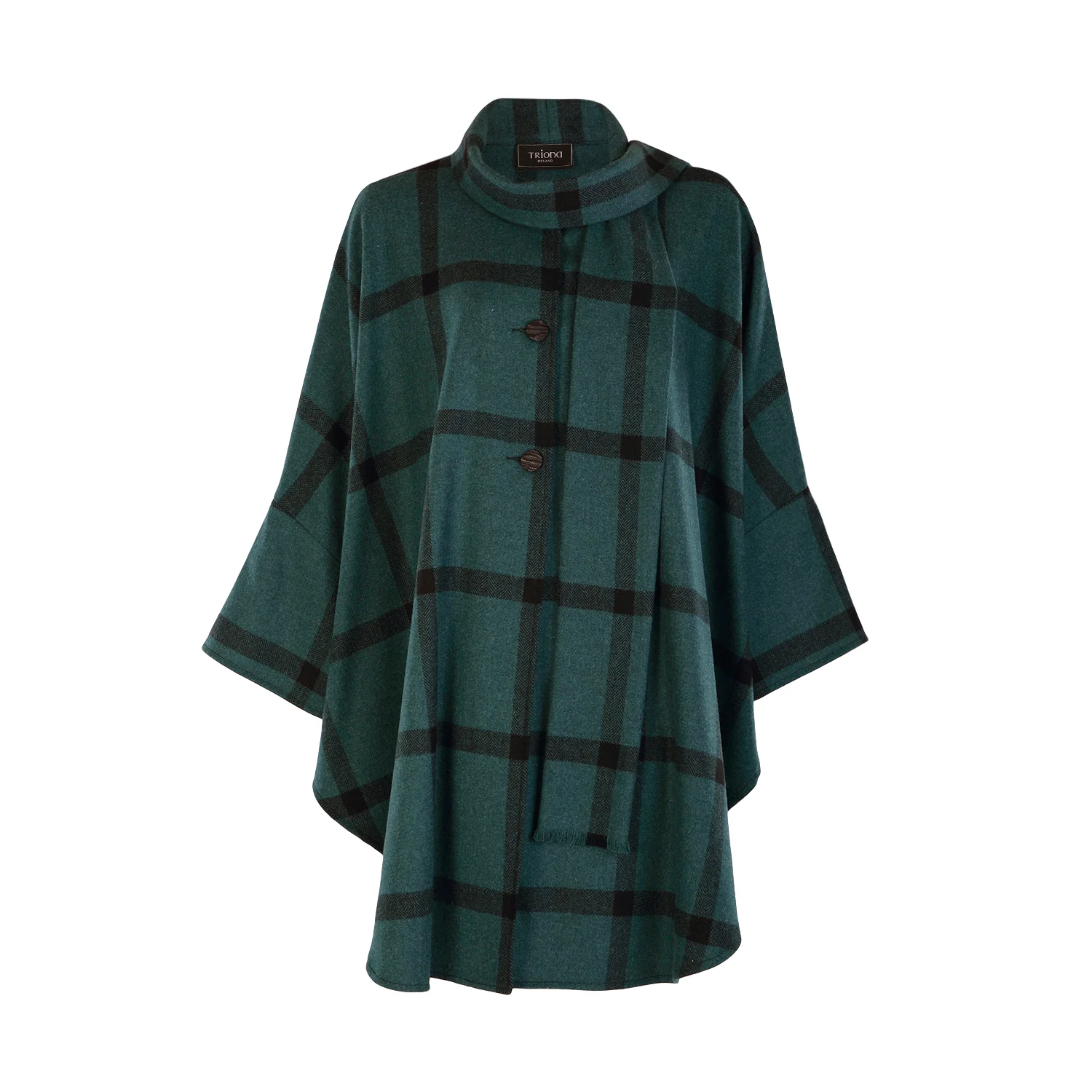 Roisin Cape, Teal & Black Windowpane