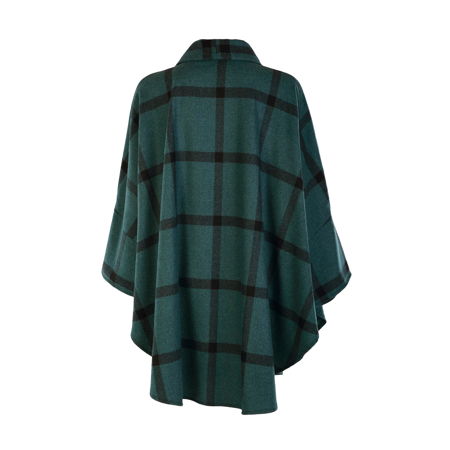 Roisin Cape, Teal & Black Windowpane - Image 2