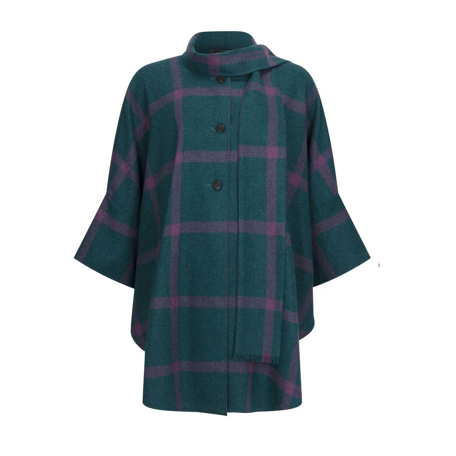 Roisin Cape, Teal & Purple Windowpane
