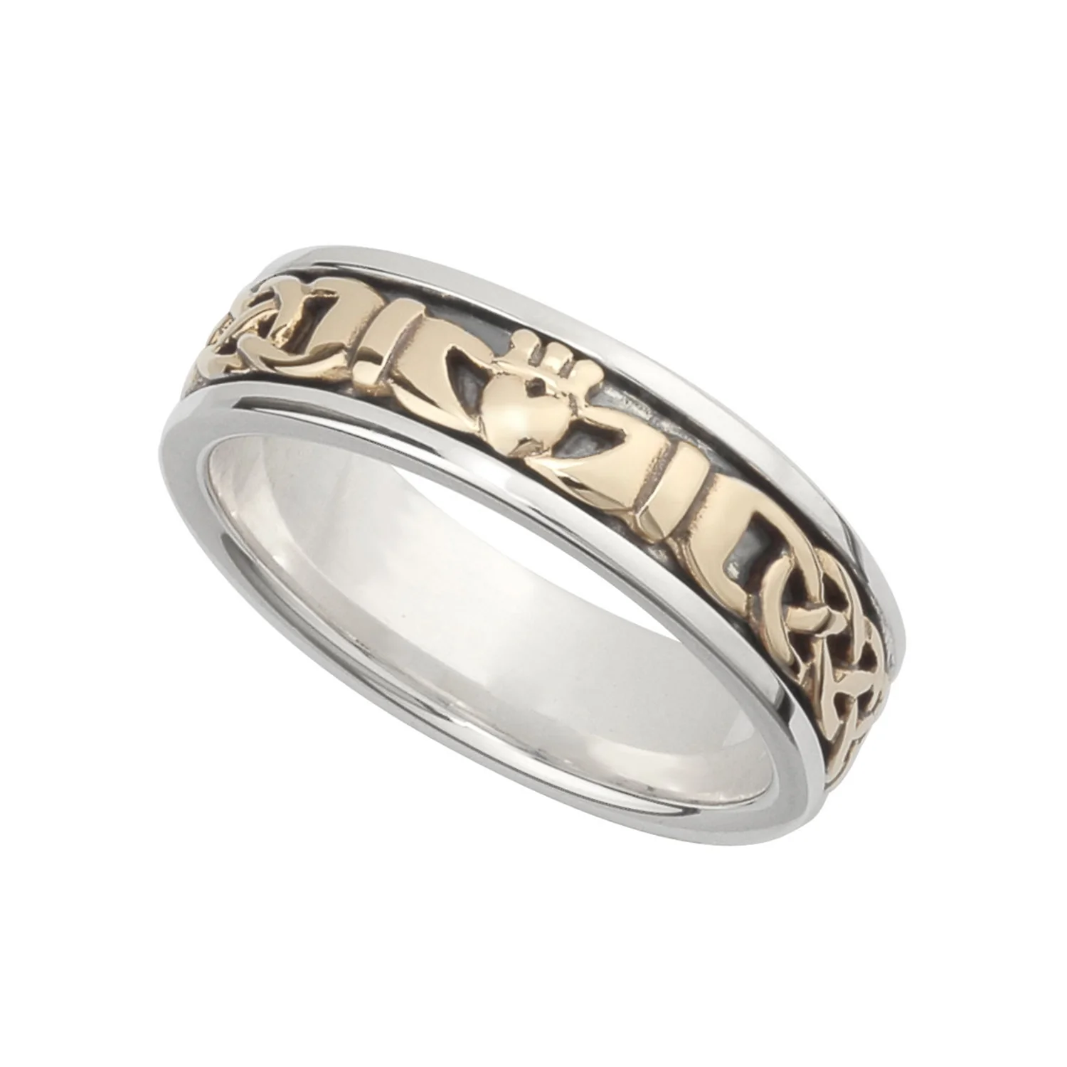Sterling Silver & 10K Gold Celtic Claddagh Ring - Image 4