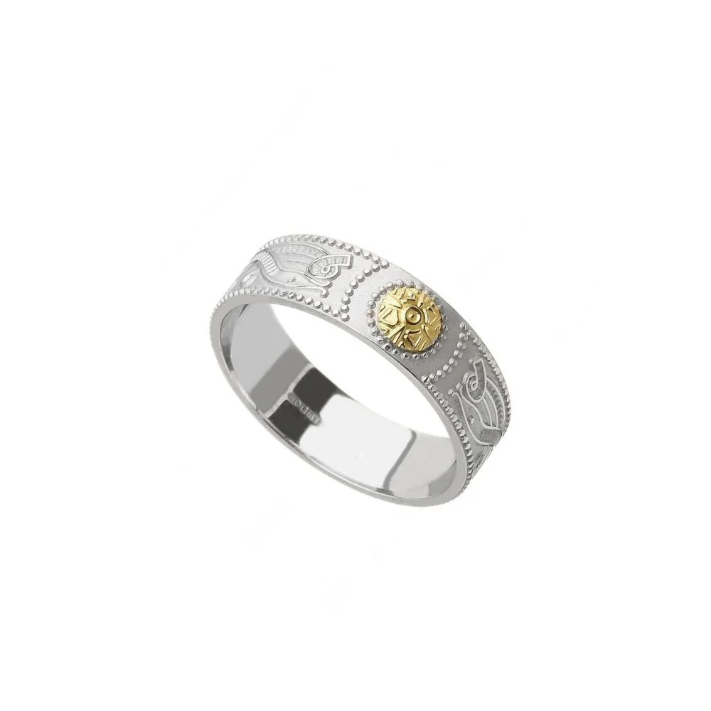 Silver and Gold Celtic Warrior Shield Ring