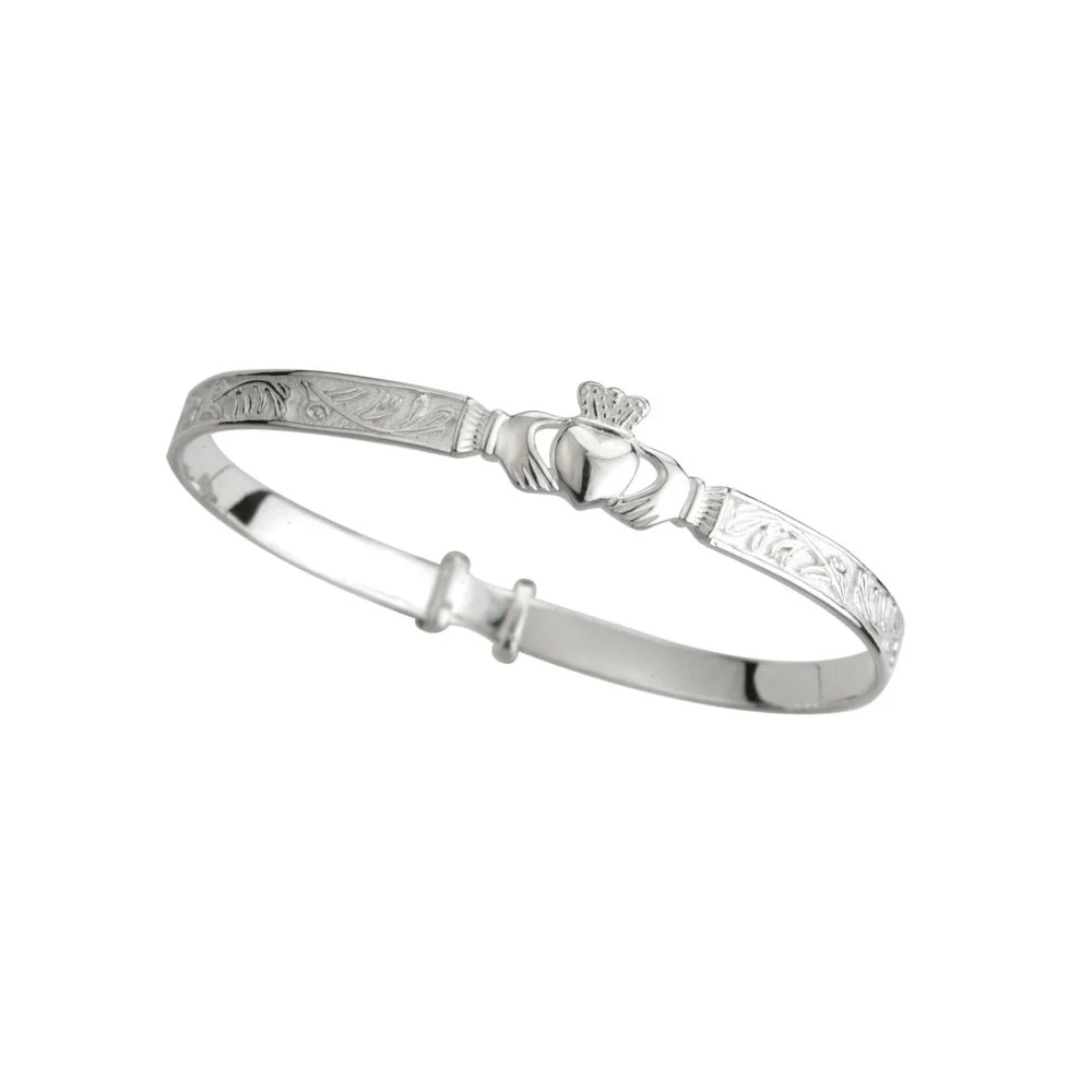 Silver Claddagh Celtic Kids Bangle