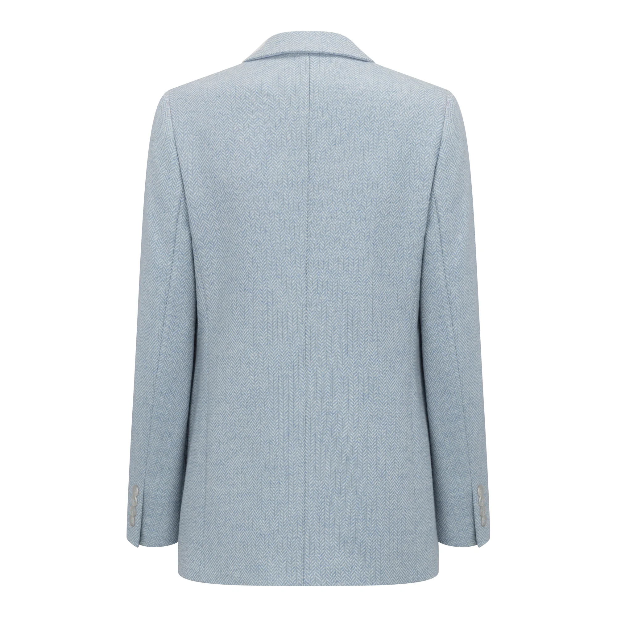 Sky Blue Herringbone Cara Tweed Blazer - Image 5