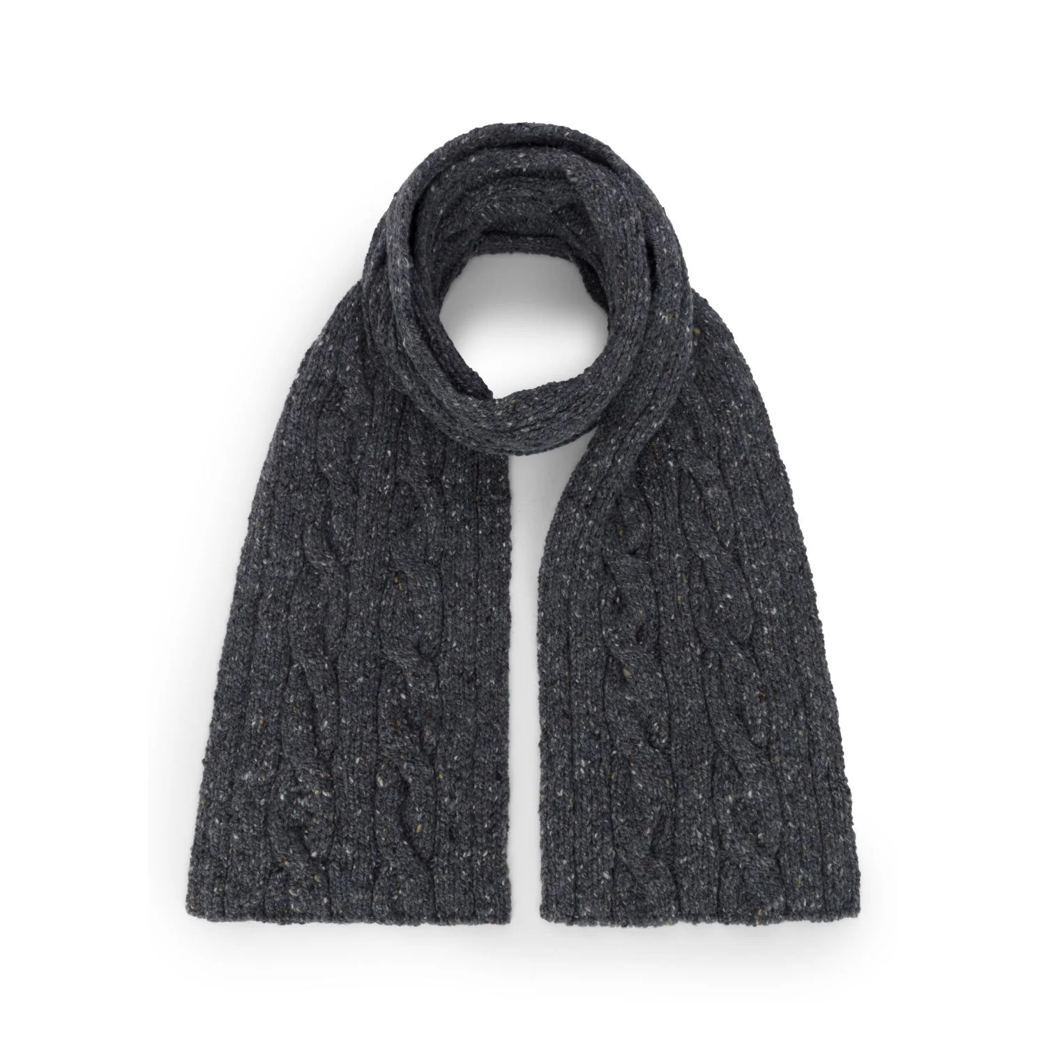 Steel Grey Merino Wool Cable Knit Scarf
